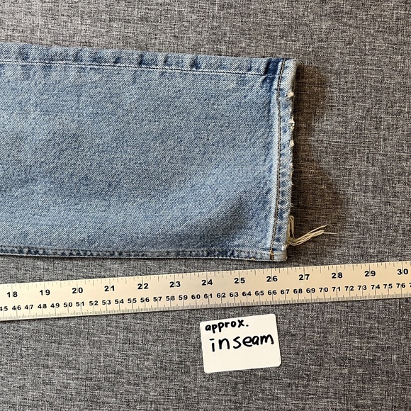 Agolde Riley Distressed Straight Button Fly Jeans - Women's Size 26 - Blue - Picture 7 of 9